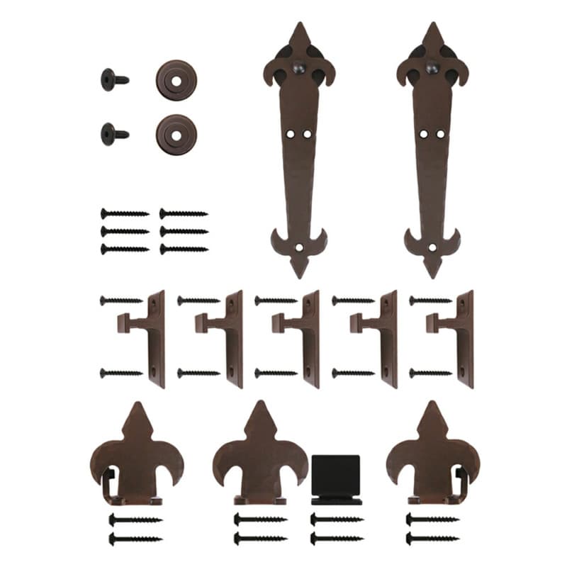 Barcelona Steel Round Track Barn Door Hardware Kit, Face Mount, Oil-Rubbed Bronze Finish