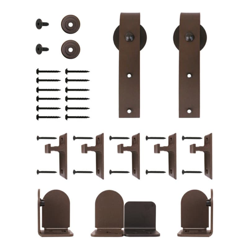 Salzburg Steel Round Track Barn Door Hardware Kit, Face Mount, Oil-Rubbed Bronze Finish