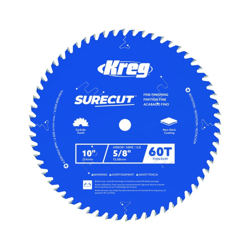 Kreg 10" SureCut™ Fine Finishing 60-Tooth Saw Blade