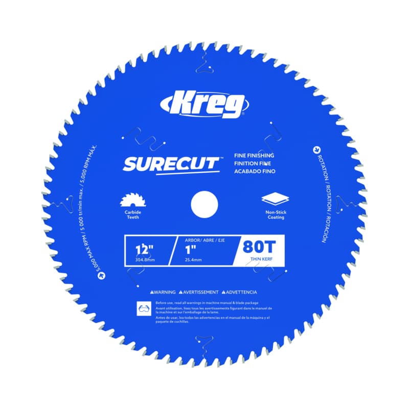 Kreg 12" SureCut™ Fine Finishing 80-Tooth Saw Blade