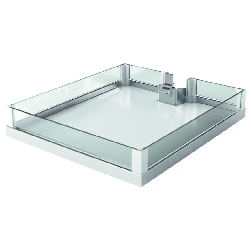LAVIDO 15-3/4" Arena Single Shelf with Glass Rail, Chrome/White