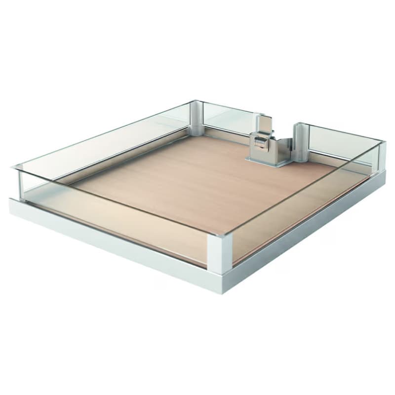 LAVIDO 15-3/4" Arena Single Shelf with Glass Rail, Chrome/Maple