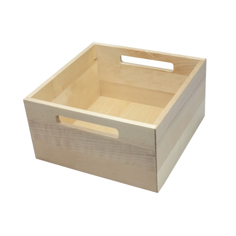 8-3/8" StraightLine Square Wooden Box with Grip Holes, Birch