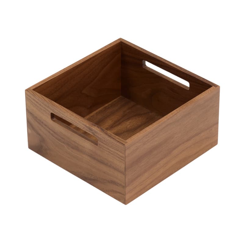 8-3/8" StraightLine Square Wooden Box with Grip Holes, Walnut