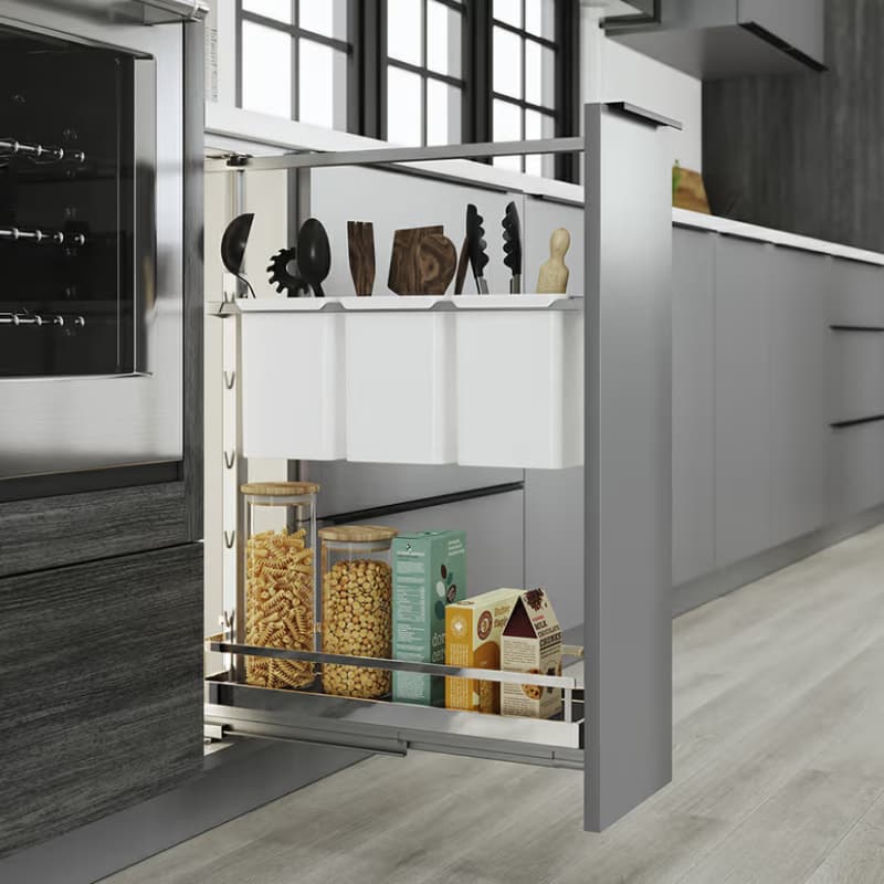 6" DISPENSA Base Pull-Out Utility Set, Silver/White
