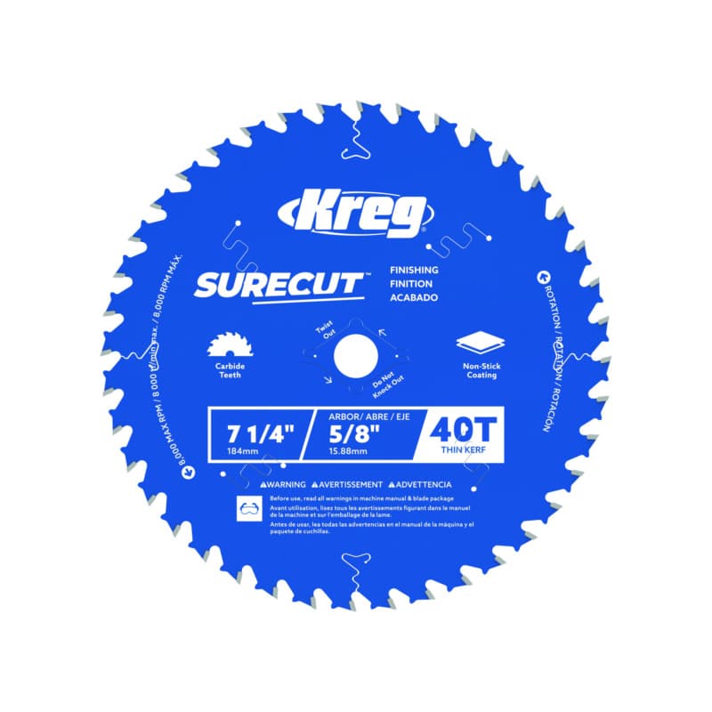 Kreg 7 1/4" SureCut™ Finishing 40-Tooth Saw Blade