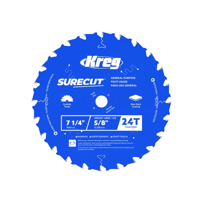 Kreg 7 1/4" SureCut™ General Purpose 24-Tooth Saw Blade