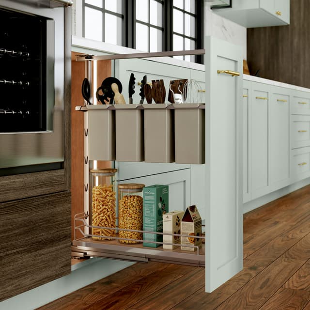 Dispensa Shelf Arena Classic 20" Tall Champagne/Maple Pull-Out, Kessebohmer