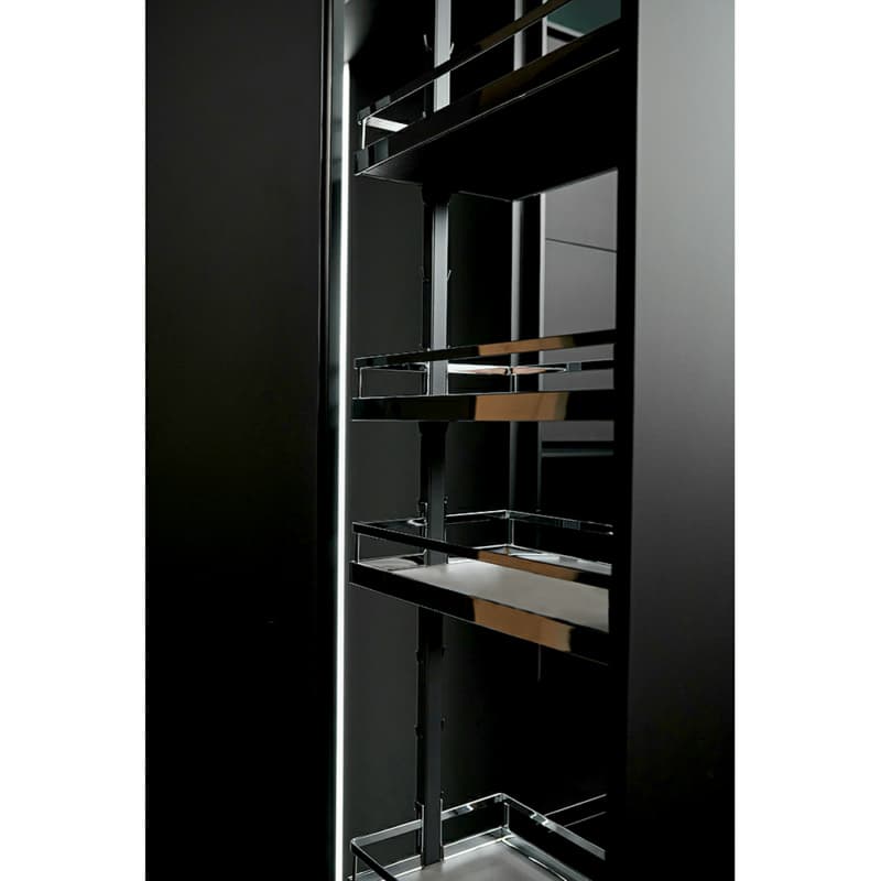 8" 4-Shelf DISPENSA Pantry Pull-Out Kit with Soft-Open/Soft-Close/Arena Plus Style Shelves, Chrome/Anthracite, 31-1/2" - 47-1/4" Height