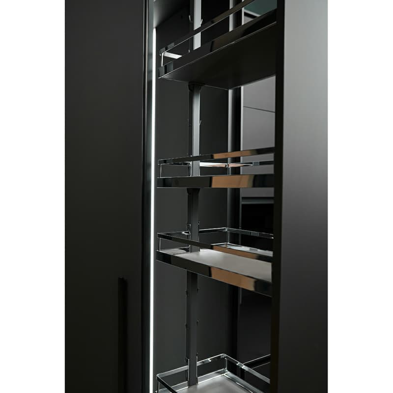 10" 6-Shelf DISPENSA Pantry Pull-Out Kit with Soft-Open/Soft-Close/Arena Plus Style Shelves, Chrome/Anthracite, 74-3/4" - 90-1/2" Height