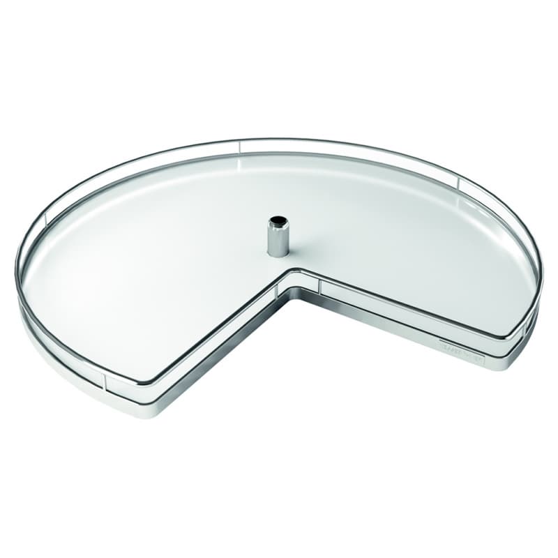 28" Kidney 2-Tray Lazy Susan Kit with Tripod/Arena Plus Classic Shelves, Chrome/White, 18-5/8" Height