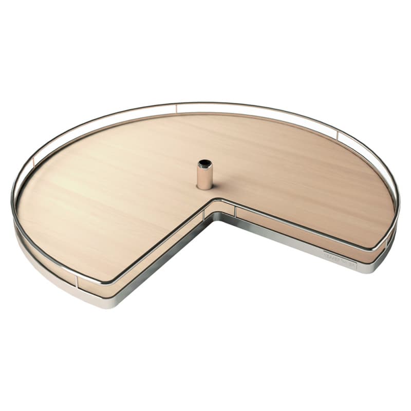 32" Kidney 2-Tray Lazy Susan Kit with Tripod/Arena Plus Classic Shelves, Champagne/Maple, 18-5/8" Height