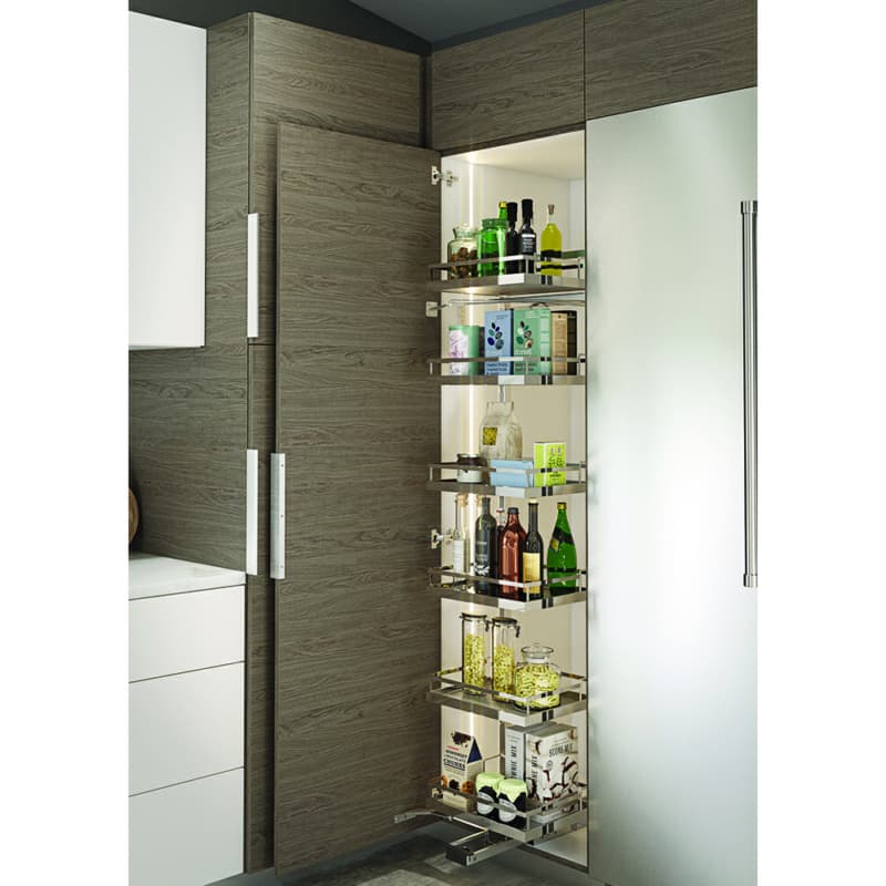 6-Shelf TANDEM SOLO Medium Pantry Pull-Out Kit with Soft-Open/Soft-Close/Arena Plus Style Shelves, Chrome/Anthracite