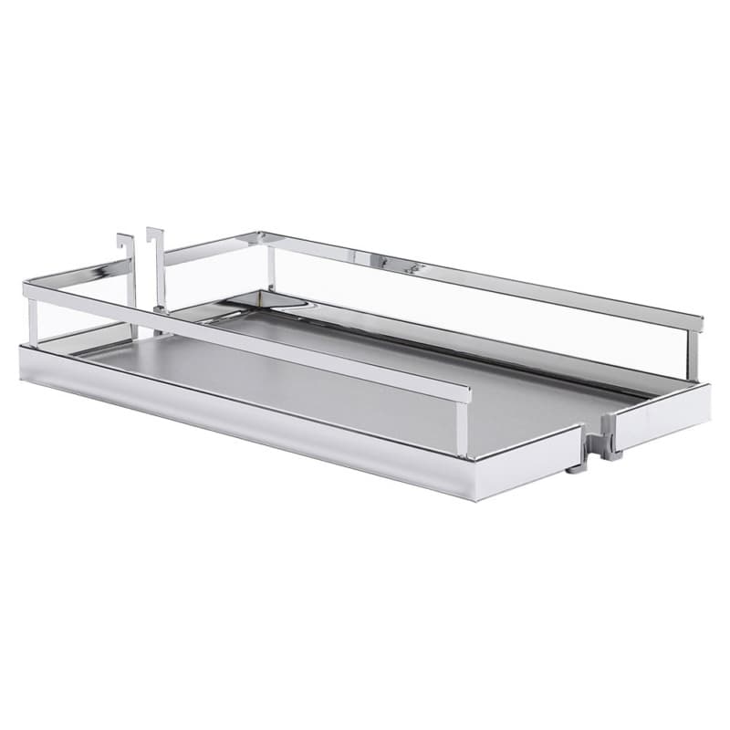 4" DISPENSA Base Cabinet Organizer Pull-Out with Soft-Close/Arena Plus Style Shelves/Rail, Chrome/Anthracite, 24" - 32" Height