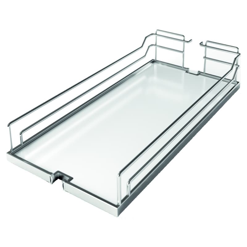 4.5" DISPENSA Base Pull-Out with Soft-Close/Arena Plus Shelves/Two Rails, Champagne/White, 24" - 32" Height
