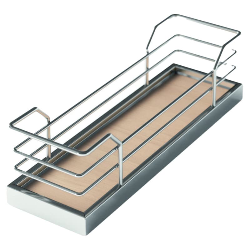 3" 4-Tier Spice Rack Kit with Arena Plus Shelves/Pull-Out, Chrome/Maple