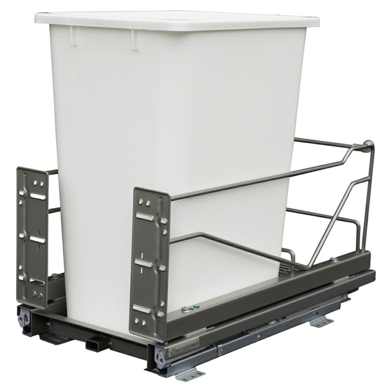 Single 36 QT Bottom-Mount Wastebin Pull-Out Kit with Soft-Open/Soft-Close, Champagne