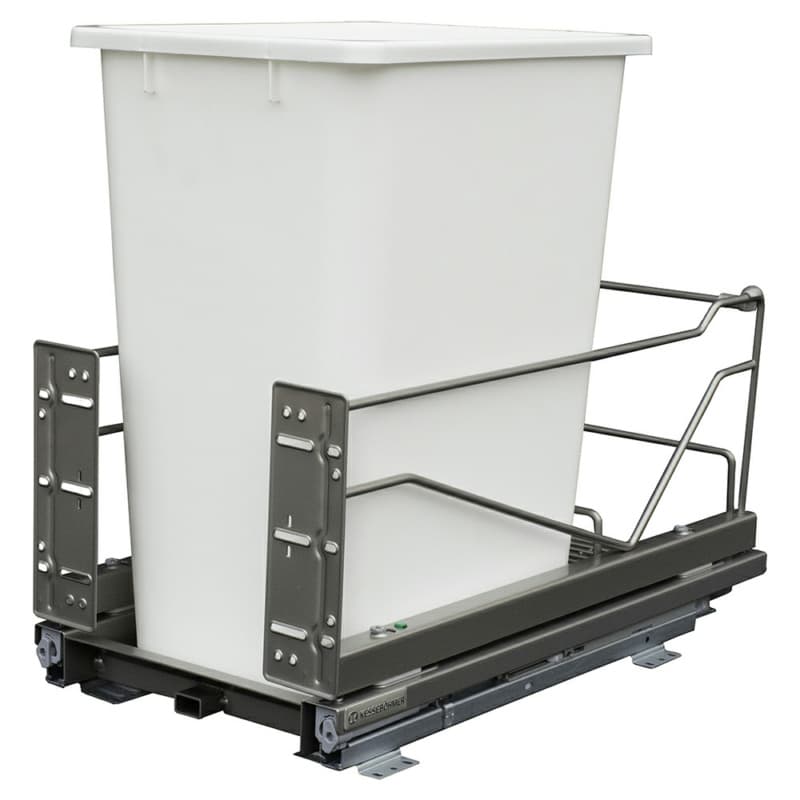 Single 52 QT Bottom-Mount Wastebin Pull-Out Kit with Soft-Open/Soft-Close, Champagne