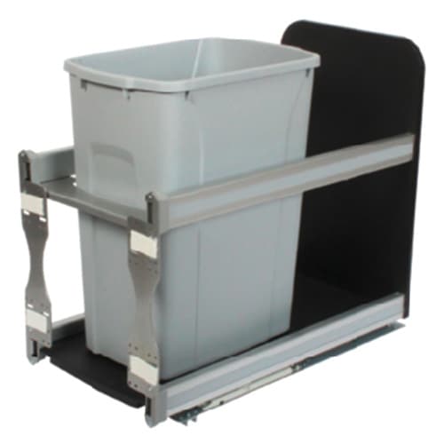 Single 35 QT Under-Mount Waste Container Pullout, Soft-Closing for 12" Opening Width, Platinum