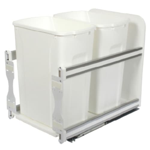 Double 35 QT Door-Mount Waste Container Pullout, Soft-Closing, White
