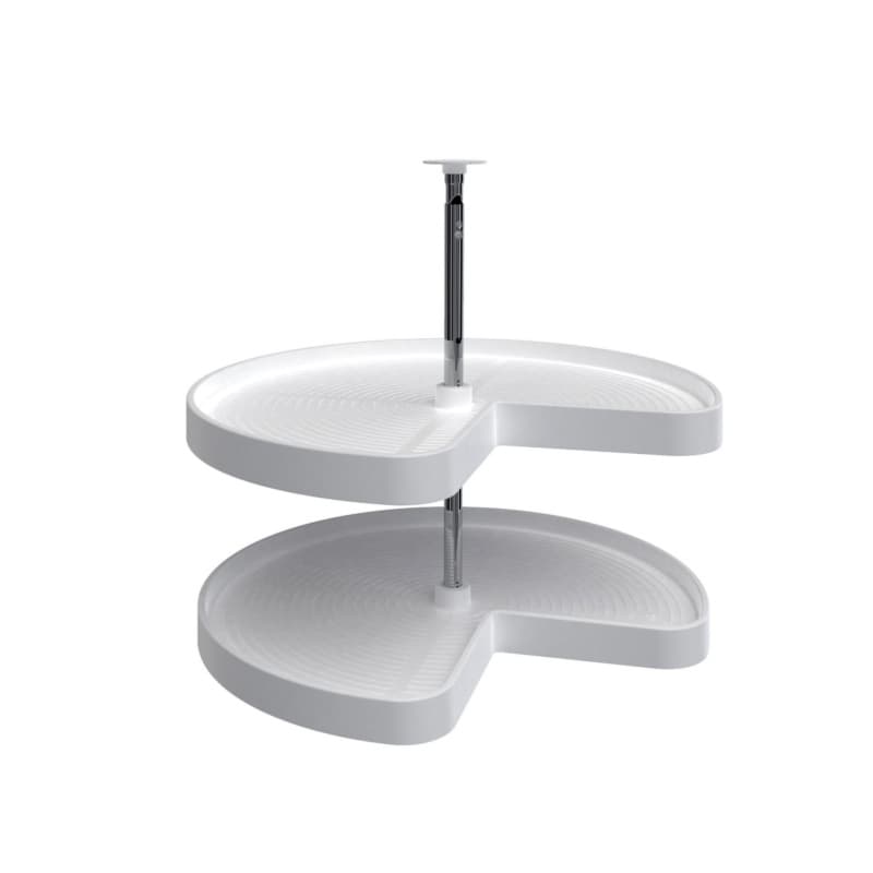 2472 24" Kidney 2 Tray Lazy Susan, White