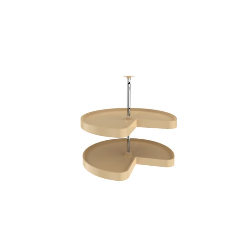 LD-2472 28" Kidney 2 Tray Lazy Susan Set with Hardware, Almond