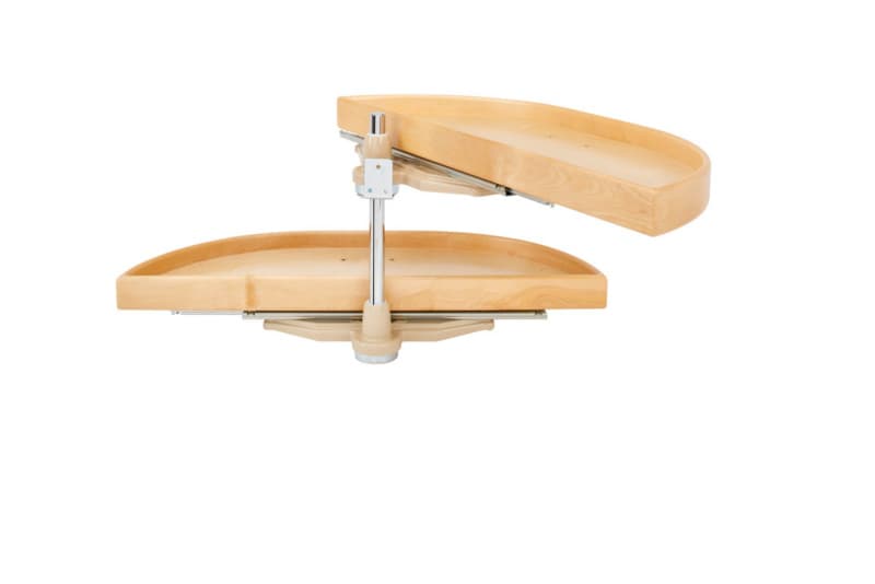 4NW 32" Half-Moon 2 Tray Wood Lazy Susan