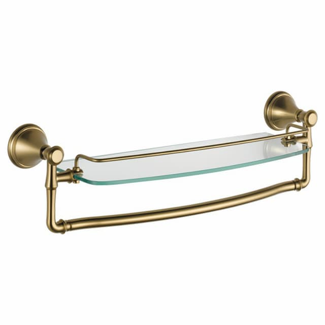 Cassidy 18" Glass Shelf With Removable Bar, Champagne Bronze