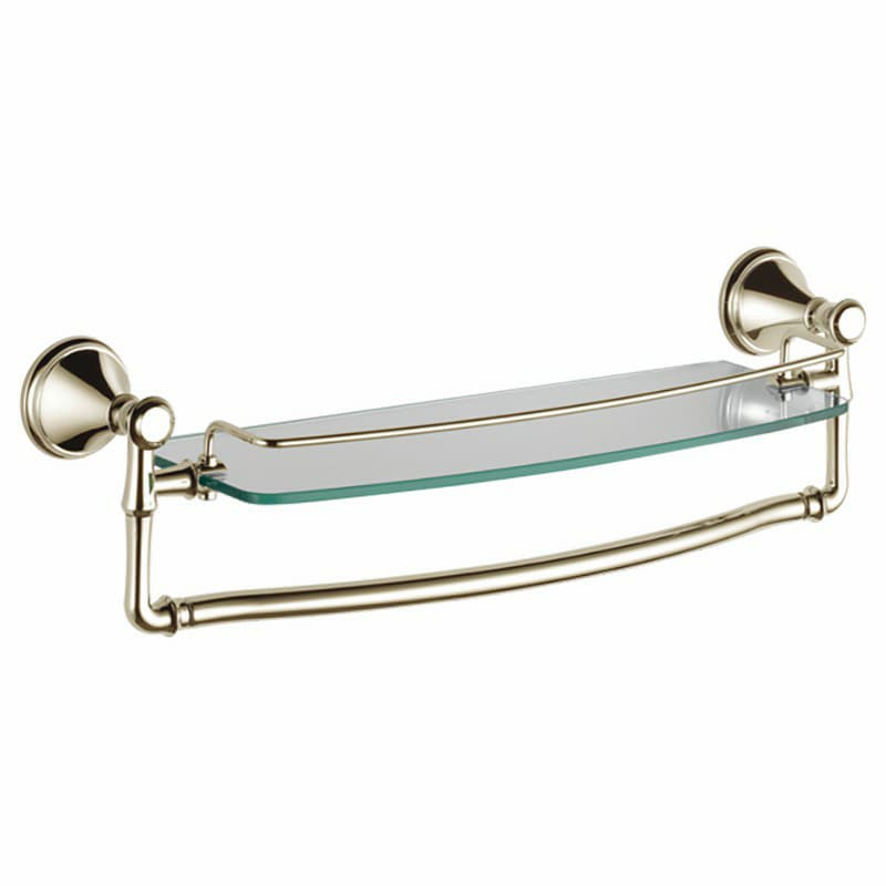 Cassidy 18" Glass Shelf With Removable Bar, Polished Nickel