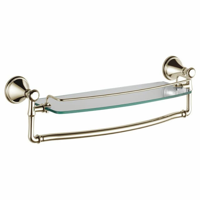 Cassidy 18" Glass Shelf With Removable Bar, Polished Nickel