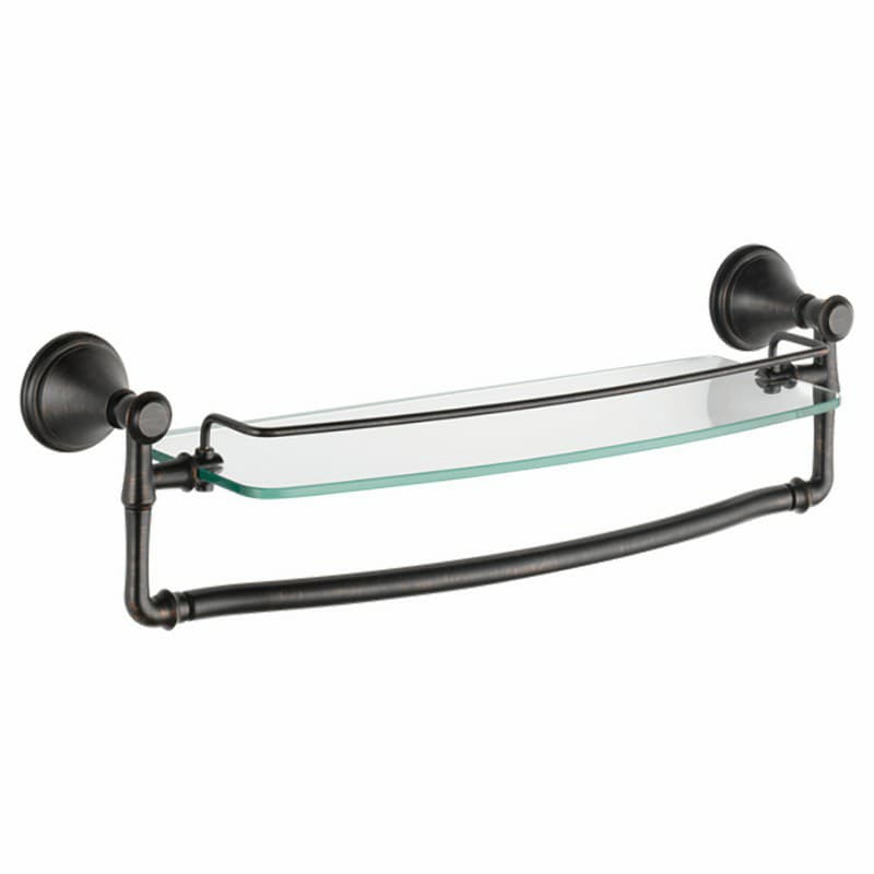 Cassidy 18" Glass Shelf With Removable Bar, Venetian Bronze