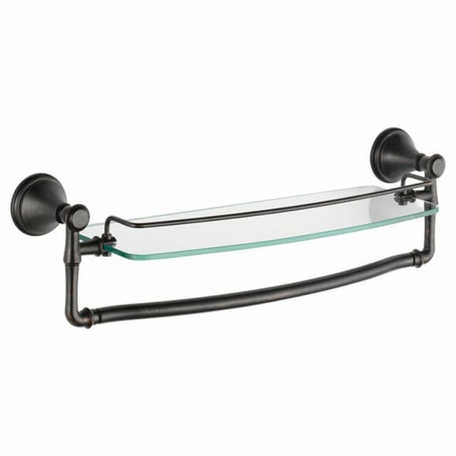 Cassidy 18" Glass Shelf With Removable Bar, Venetian Bronze