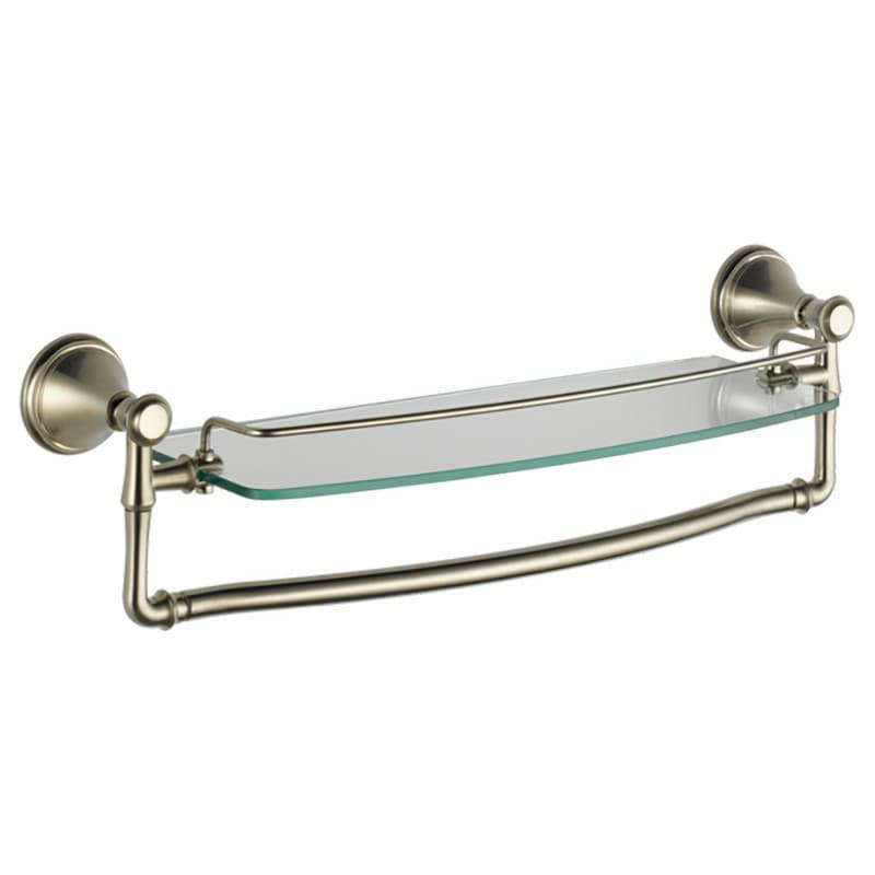 Cassidy 18" Glass Shelf With Removable Bar, Stainless Steel