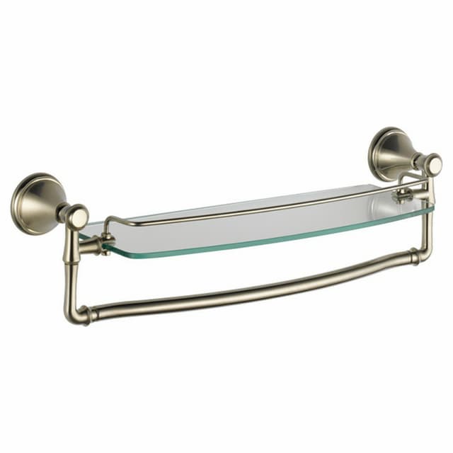 Cassidy 18" Glass Shelf With Removable Bar, Stainless Steel
