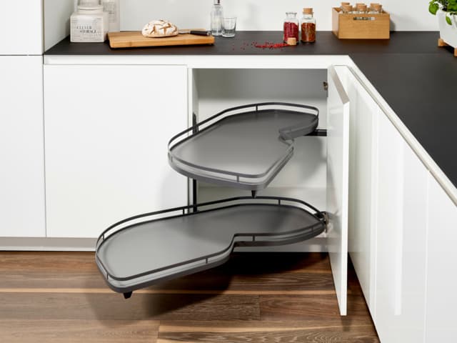 Kessebohmer USA Inc LeMans II Arena Style 2 Shelf Right Swing Blind Corner Kit Anthracite/Anthracite, for 21-1/4" Faceframe Opening