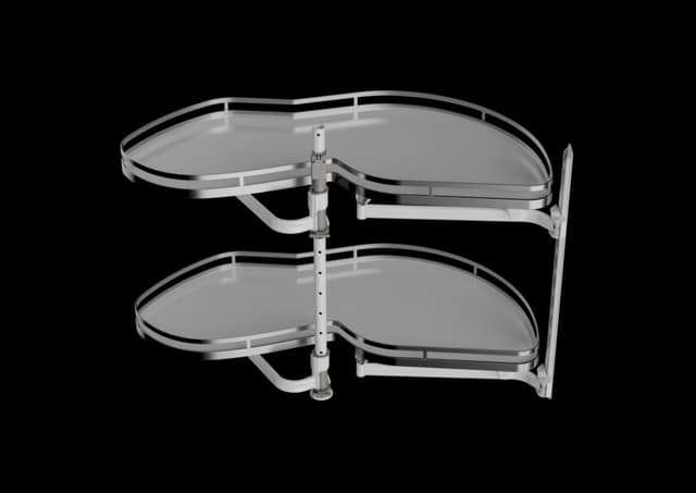 Kessebohmer USA Inc LeMans II Arena Style 2 Shelf Right Swing Blind Corner Kit Chrome/Anthracite, for 17-3/4" Faceframe Opening
