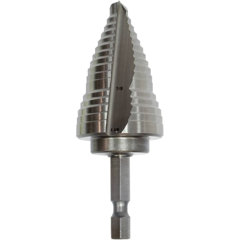 1/4" - 1-1/8" High Speed Steel Step Drill Bit, 1/4" Shank