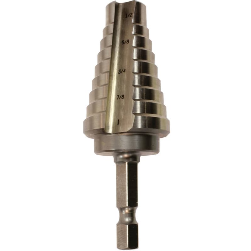 1/2" - 1" High Speed Steel Step Drill Bit, 1/4" Shank