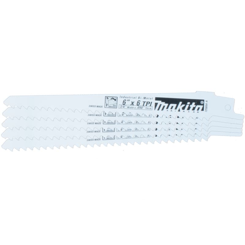 6" x 6TPI Wood Cutting Taper Back Shape Recipro Saw Blade (5/Pack)