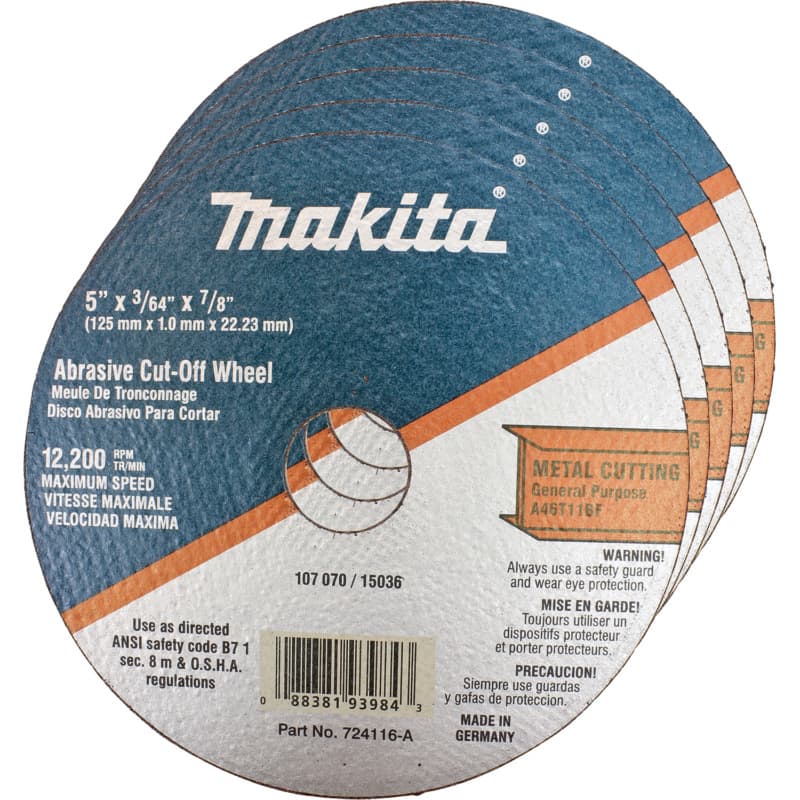 5" 46 Grit Super Thin Cut-off Wheel, Aluminum Oxide (25/Pack)