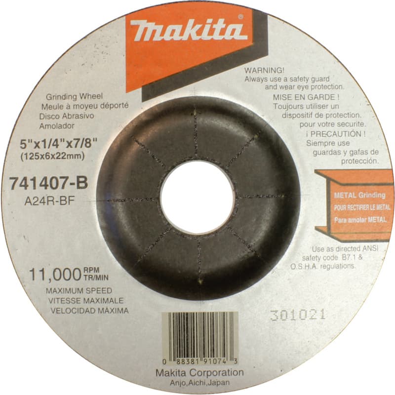5" 24 Grit General Purpose Metal Grinding Wheel, Aluminum Oxide (25/Pack)