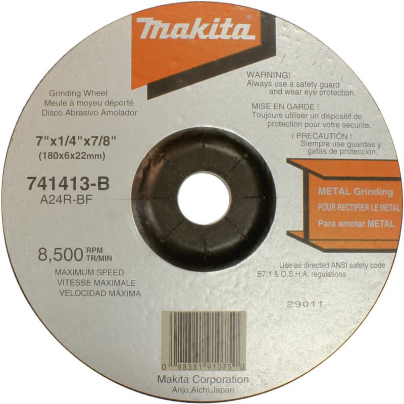 7" 24 Grit General Purpose Metal Grinding Wheel, Aluminum Oxide (10/Pack)