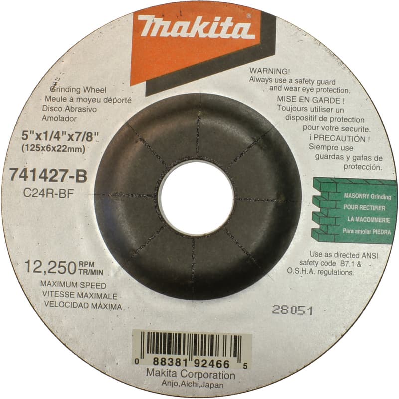 5" 24 Grit Grinding Wheel, Silicon Carbide (25/Pack)