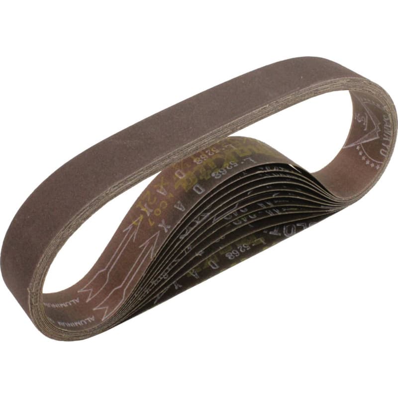 1-1/8" x 21" 80 Grit Abrasive Belt, Aluminum Oxide (10/Pack)