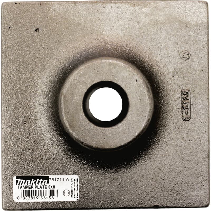 8" x 8" Tamper Plate, 1-1/8" Hex
