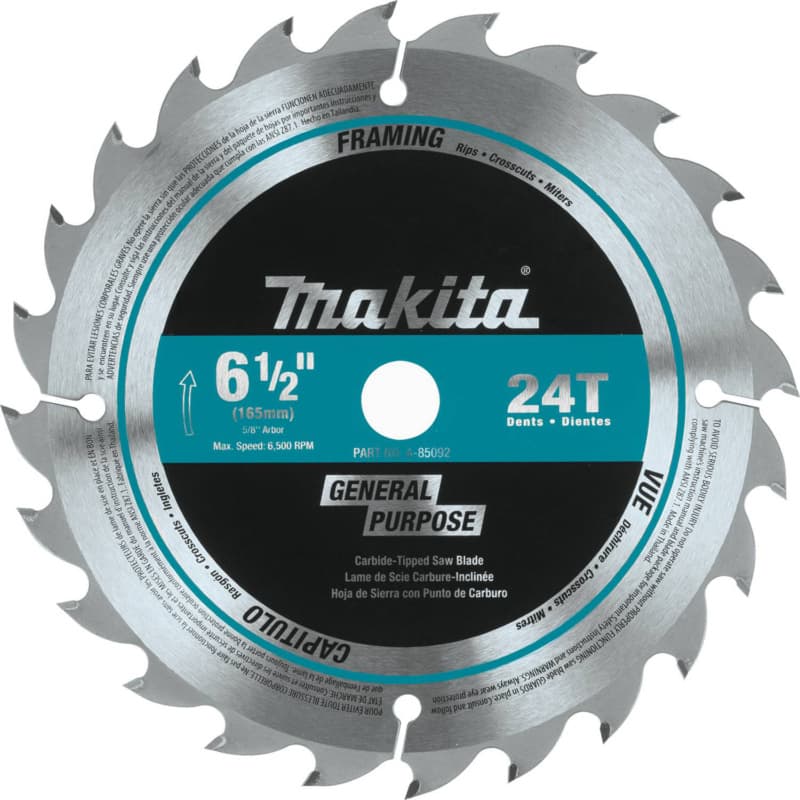 6-1/2" x 24 Teeth Rip/Cross/Plunge Cut Circular Saw Blade