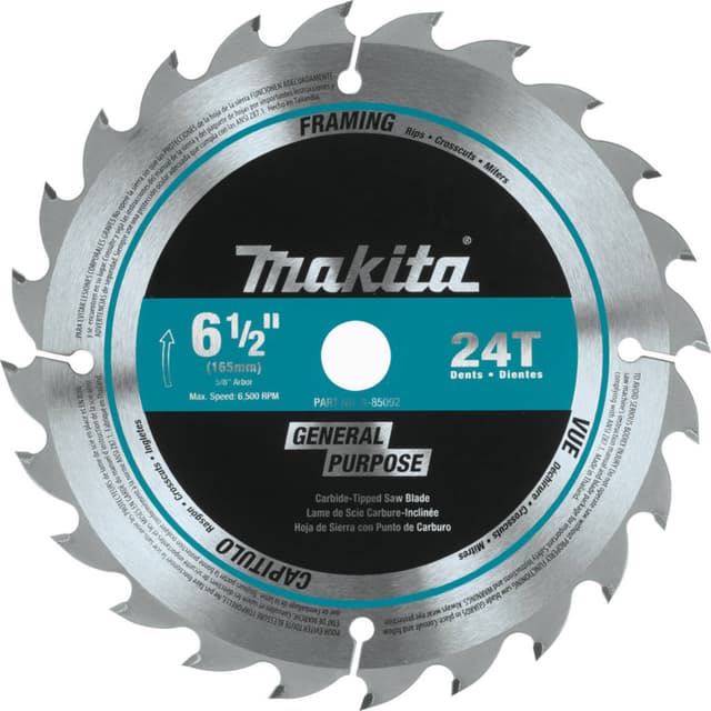 6-1/2" x 24 Teeth Rip/Cross/Plunge Cut Circular Saw Blade