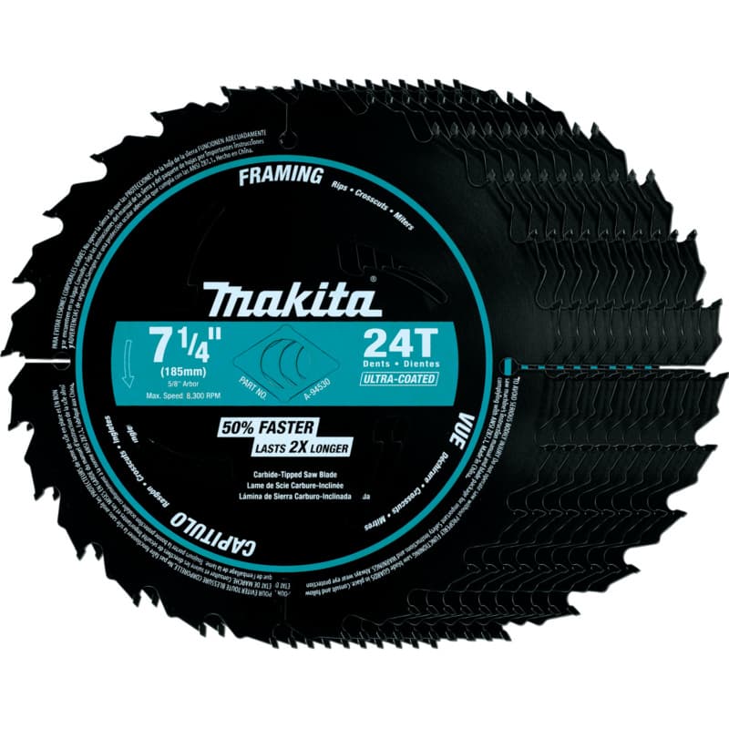 7-1/4" x 24 Teeth Carbide-Tipped Ultra-Coated Circular Saw Blade (10/Pack)