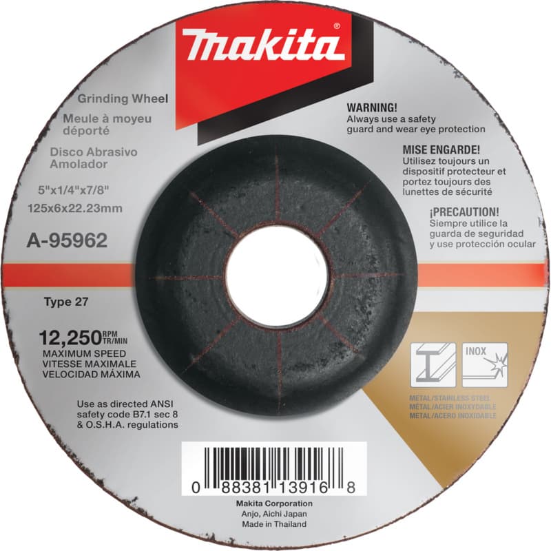5" Inox 36 Grit Grinding Wheel, Aluminum Oxide