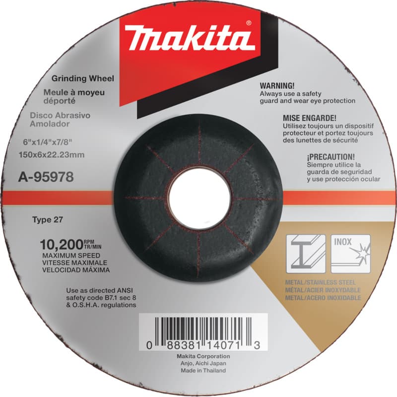 6" Inox 36 Grit Grinding Wheel, Aluminum Oxide